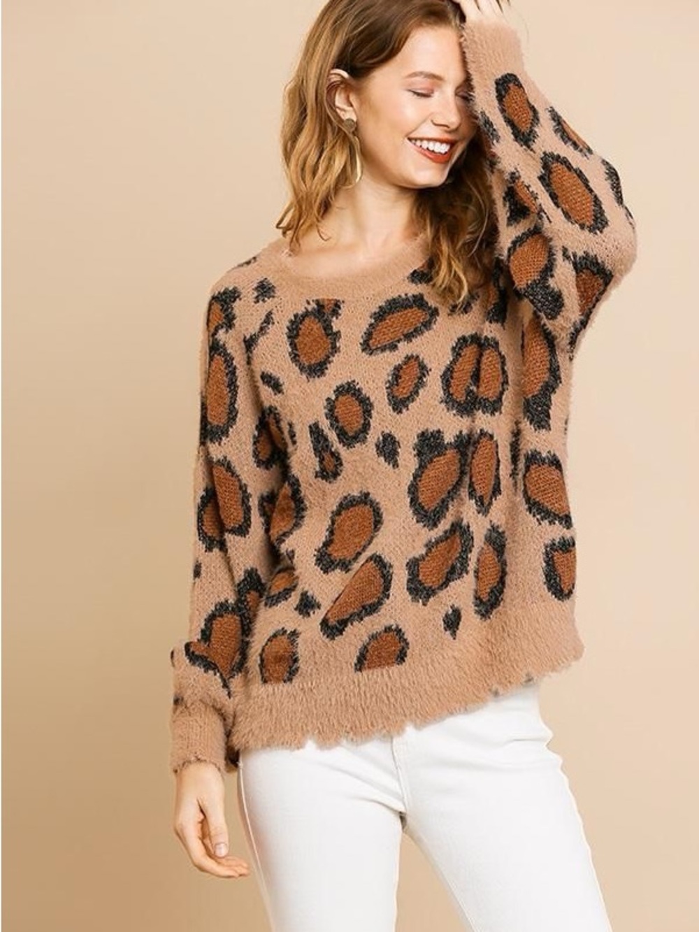 Umgee Leopard Print Soft Sweater